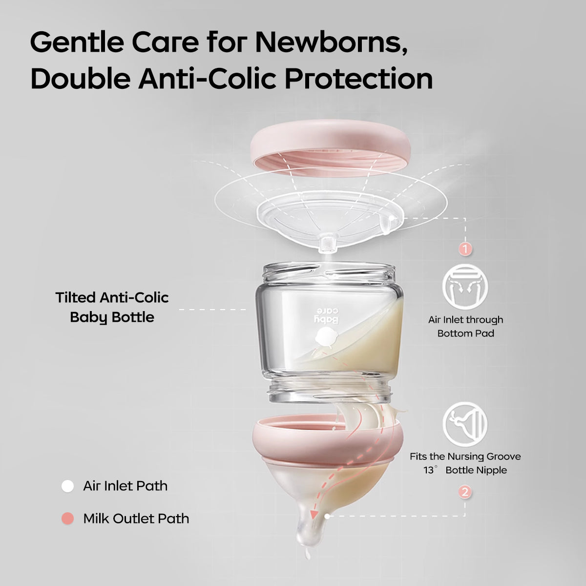 Tiltled Anti-Colic Glass Baby Bottle